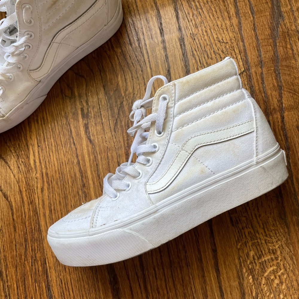 Platform white vans classic high top